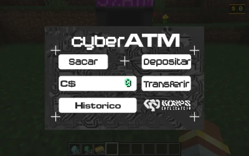 Caixa eletrônico dentro do Minecraft